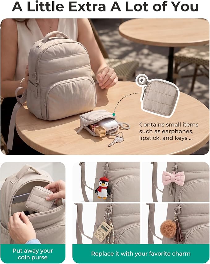 BAGSMART Small Backpacks for Women, Lightweight Puffer Mini Backpack Purse - Image 5