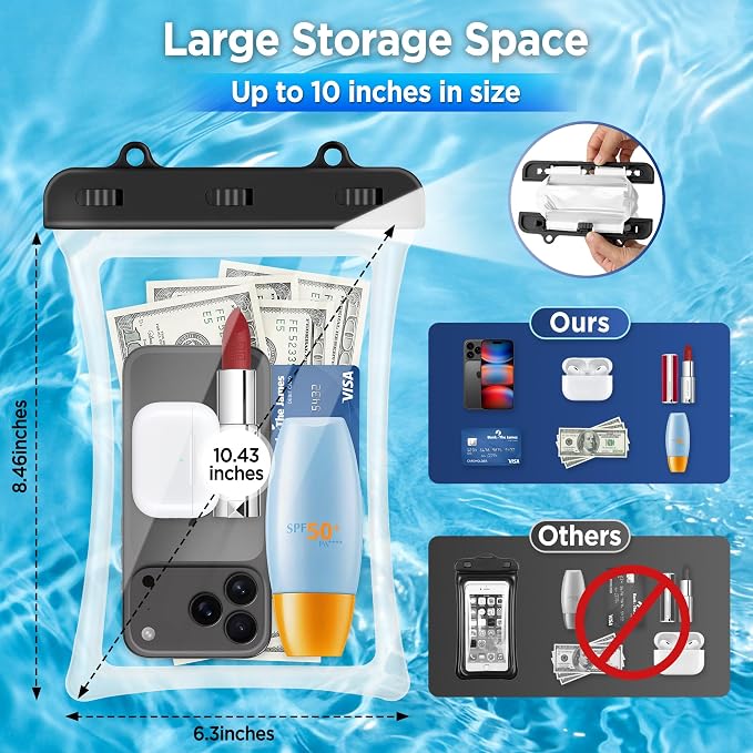 CACOE [Floatable Floating Universal IPX8 Waterproof Phone case 2 Pack-Up to - Image 3