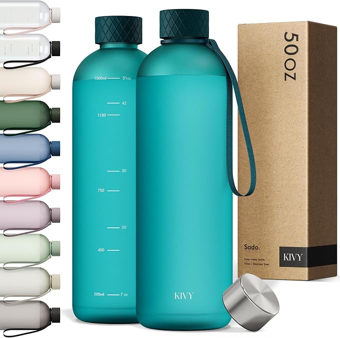 KIVY Large Water Bottle 50oz Fits Backpack & Cupholder by KIVY