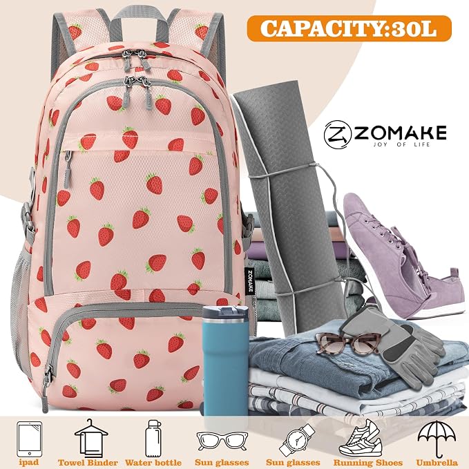 ZOMAKE Lightweight Packable Backpack 30L, Foldable Hiking Backpacks Water - Image 2