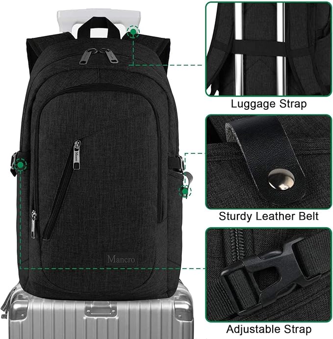 Mancro Laptop Backpack for Travel 17.3 in Anti-Theft Business Backpack Large - Image 4