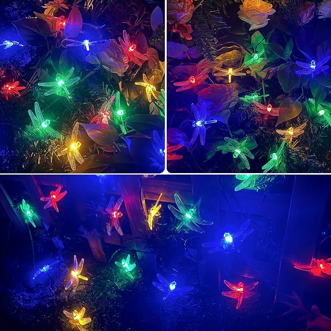 OZS 2PK 40LED 50FT Dragonfly Solar Lights Outdoor Waterproof, Garden Decor - Image 5