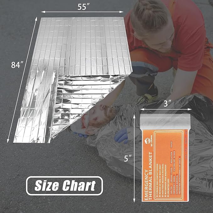 QIO CHUANG Emergency Mylar Thermal Blankets -Space Blanket Survival kit Camping - Image 3