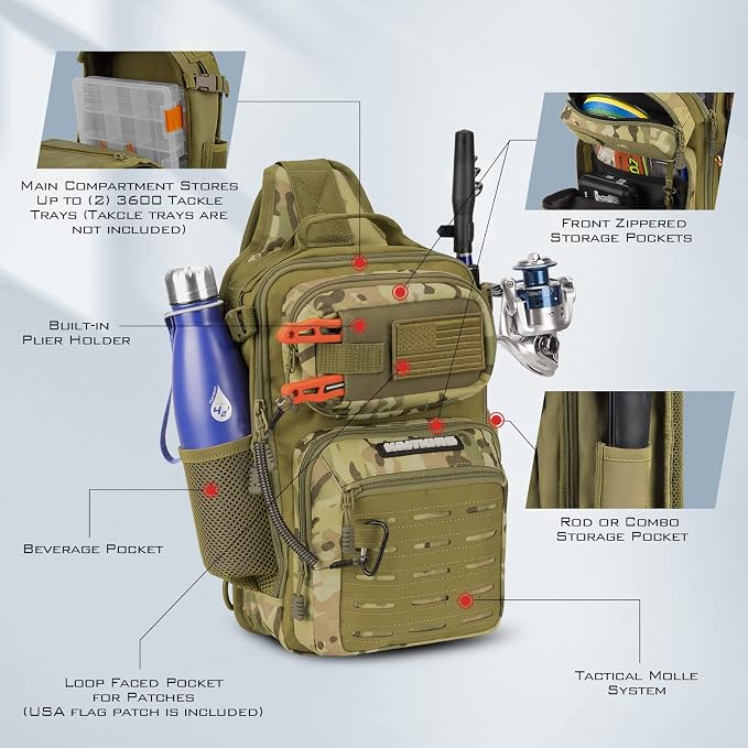 KastKing BlowBak Tactical Sling Tackle Bag-Lightweight Fishing Backpack Storge - Image 4