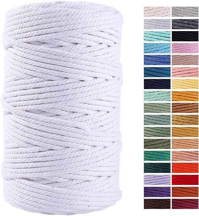 White Cotton Macrame Cord, 4mm x 109Yards, Crafts & Decorative Projects by AestheticDesignforYou