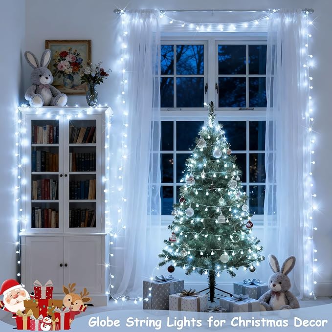 JMEXSUSS 100 LED White String Lights Indoor, Connectable Globe String Lights - Image 3