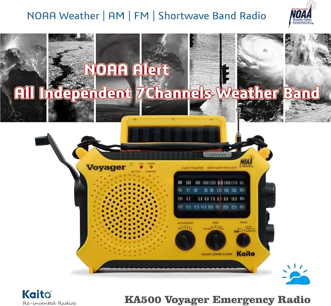 Kaito KA500 5-way Powered Solar Power, Dynamo Crank, Wind Up Emergency - Image 4