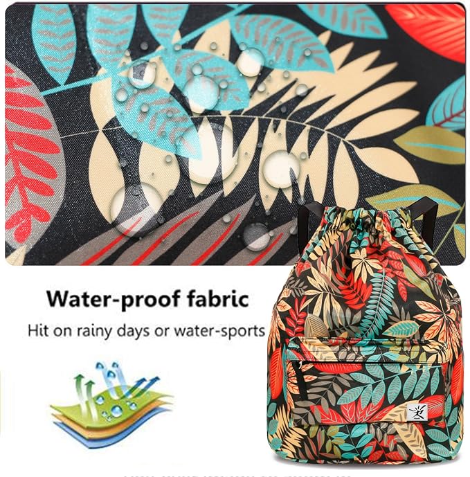 Waterproof Drawstring Bag, Gym Bag Sackpack Sports Beach Backpack - Image 6