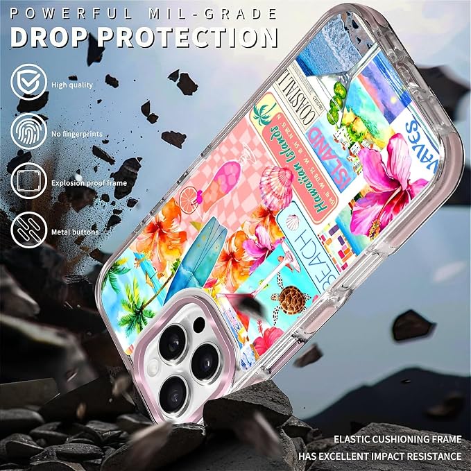Case for iPhone 16 Pro, Coastal Beach Cover Coquette Collage Phone Case - Image 5