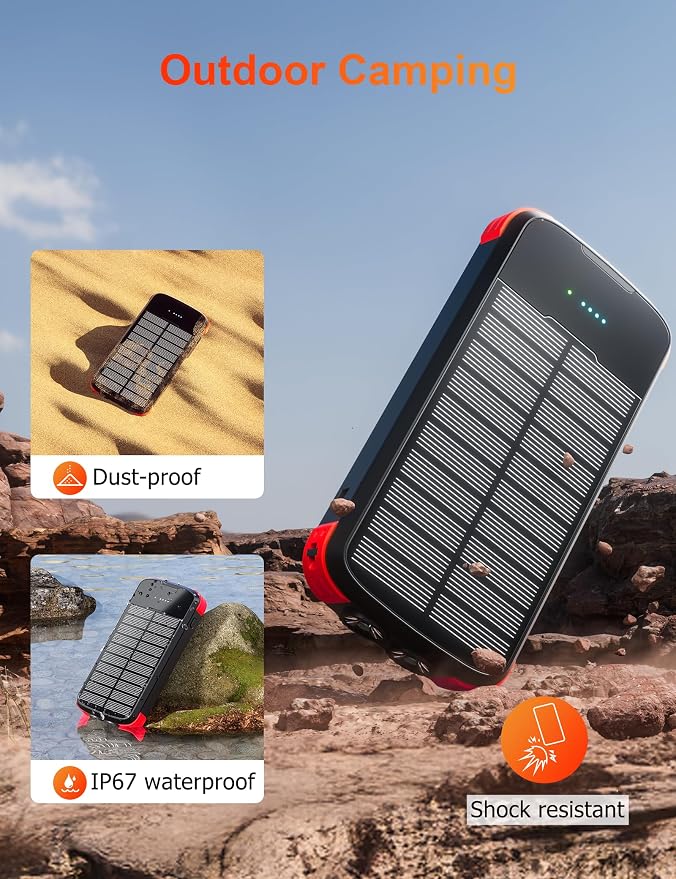 MINRISE Solar Charger Power Bank, 40000mAh Portable Charger PD 20W Fast - Image 5