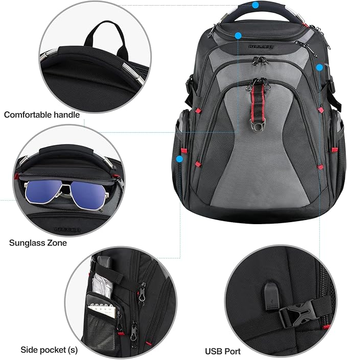 KROSER Travel Laptop Backpack 17.3 Inch XL Computer Backpack - Image 3