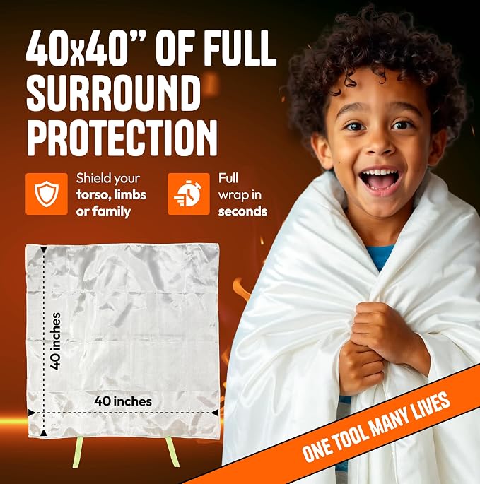 Emergency Fire Blanket 40"x40" – Fireproof Survival Blanket - Image 7