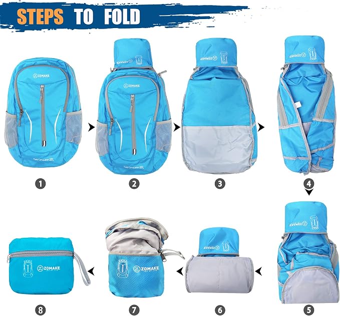ZOMAKE Ultra Lightweight Packable Backpack 25L, Foldable Hiking Backpacks Water - Image 6
