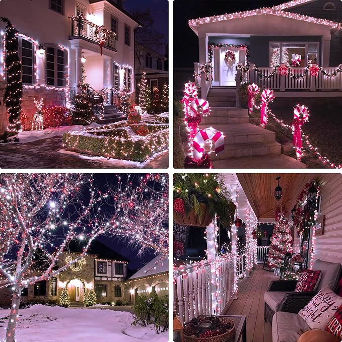 JMEXSUSS 132ft Red and White Christmas Lights Outdoor - Image 6