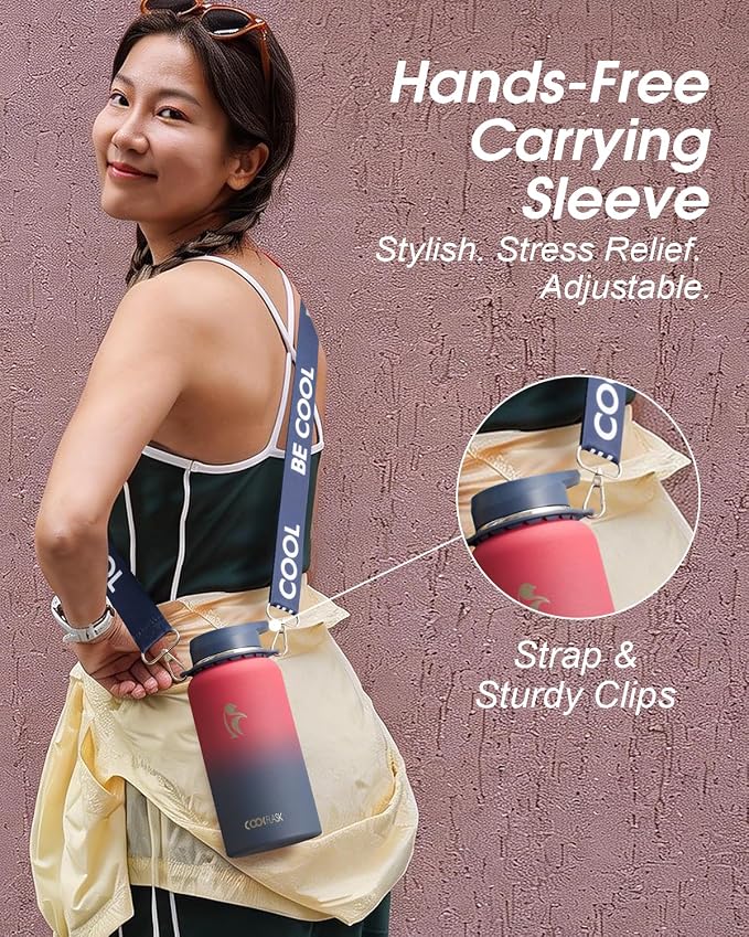 Coolflask Water Bottle with Straw, 32 oz Insulated Metal Water Flask with Straw - Image 6