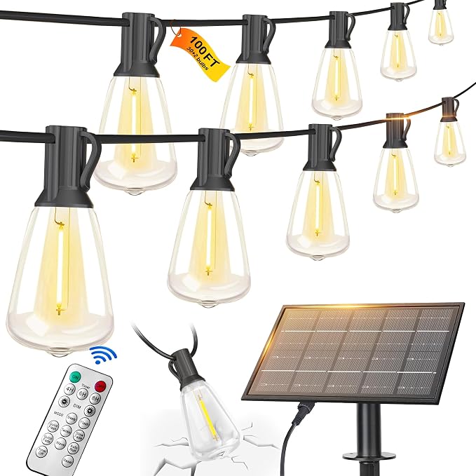 BLIATLUS 100FT Solar String Lights Outdoor Waterproof by Belllights