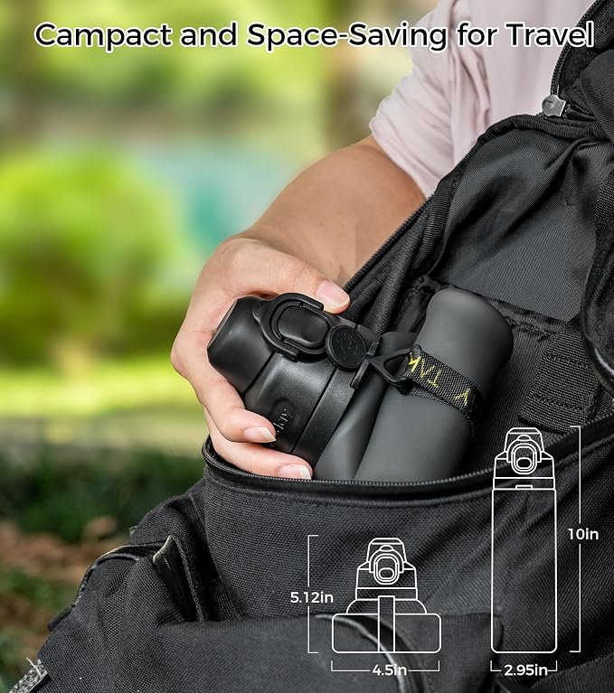 TakeToday Collapsible Water Bottles 21oz, Foldable Platinum Silicone Travel - Image 5