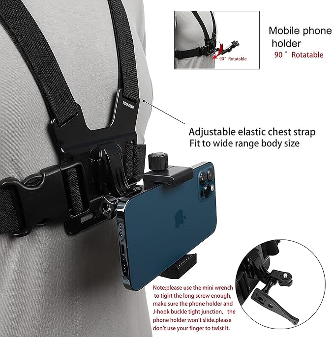 PellKing Mobile Phone Chest Mount Harness Strap Holder Cell Phone Clip Action - Image 3