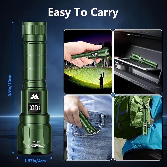 WdtPro LED Rechargeable Flashlight 2 Pack, Super Bright Zoomable 6000 Lumens - Image 6