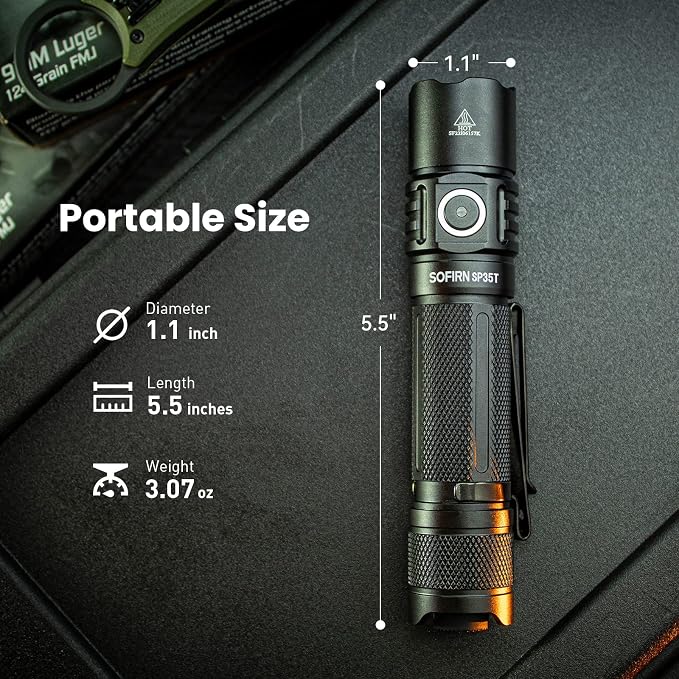 sofirn SP35T Tactical Flashlight, 3800 Lumens Super Bright Pocket LED - Image 3