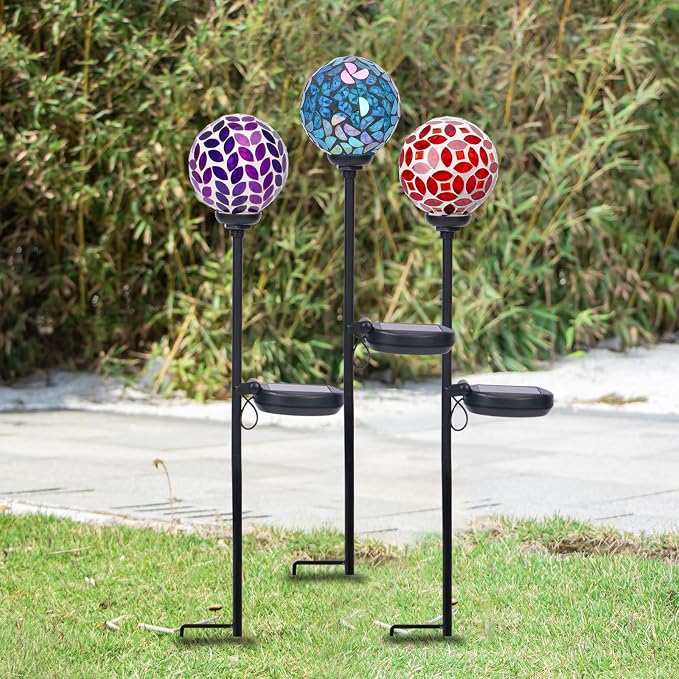 VCUTEKA Solar Garden Decorative Lights Outdoor, Mosaic Solar Light Waterproof - Image 6