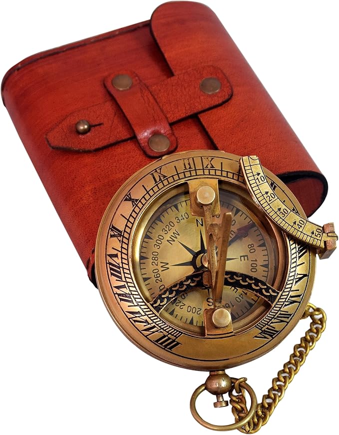 Vintage Brass Sundial Compass - Image 7
