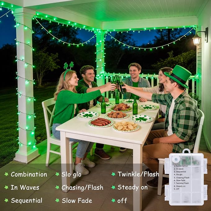 JMEXSUSS 33ft 100 LED Green Battery Operated Lights - Image 6