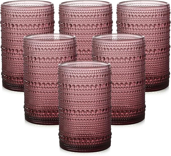 ZMOWIPDL Vintage Glassware Drinking Glasses Set of 6, 15 oz Hobnail Glass Cups by ZMOWIPDL