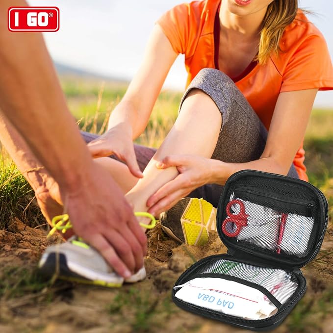 I GO 85 Pieces Hard Shell Mini Compact First Aid Kit, Small Personal Emergency - Image 5