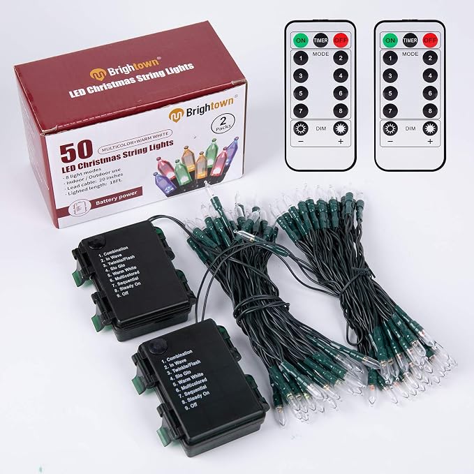 Battery Operated Christmas Lights 2 Pack 18 Feet 50 LED Clear Mini String Lights - Image 8