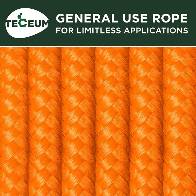 TECEUM Rope – 150 Feet x 1/4 Inch – Orange Yellow – Strong All-Purpose Utility - Image 9