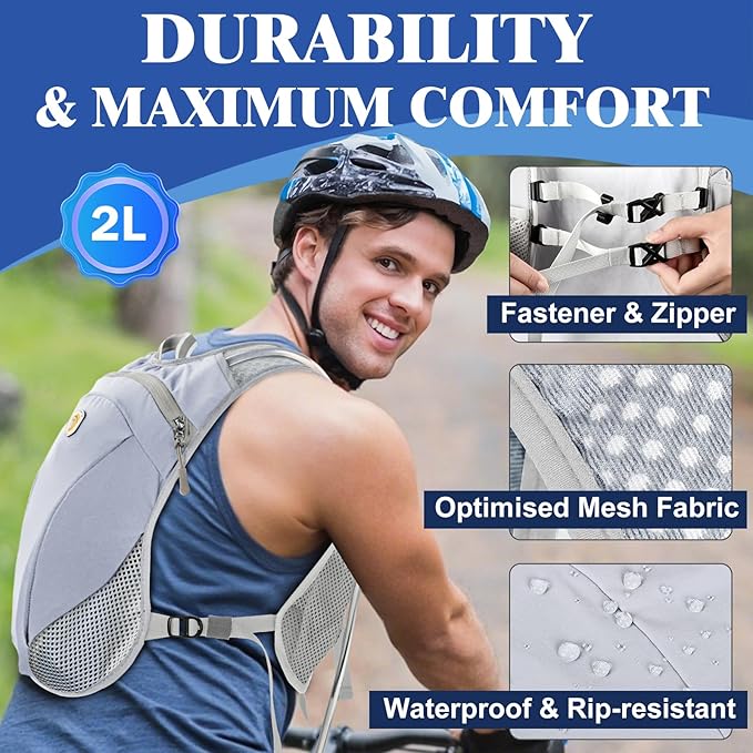 Hydration Backpack with 2L Water Bladder Bag, Lightweight and Breathable - Image 6