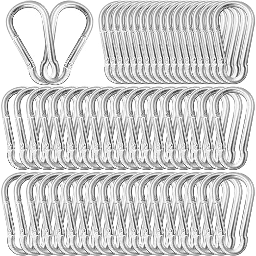 50 Pack 3" Heavy Duty Carabiner Clips, M8 Sliver Galvanized Steel Spring Snap by SEUNGCH