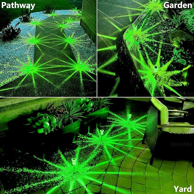 DenicMic Solar Lights Outdoor 10 Pack Waterproof Green LED Stainless Steel - Image 4