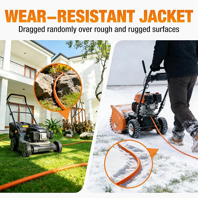 10 FT Outdoor Extension Cord Waterproof, 16/3 Gauge Heavy Duty 3 Prong Power - Image 5