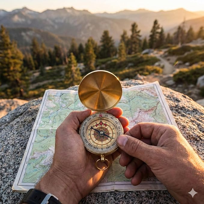 Brass Pocket Compass with Luminous Dial, Sports Waterproof Navigation Maganetic - Image 7