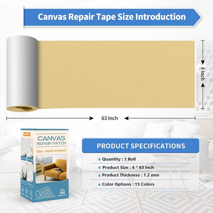 KING MOUNTAIN Canvas Repair Tape, Outdoor Gear Patch, 4×63 Inches, Waterproof - Image 4