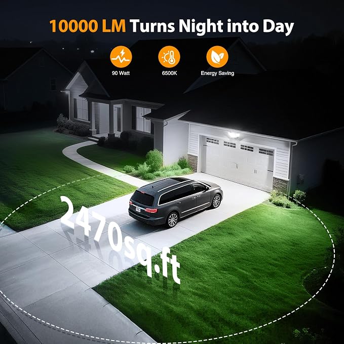 Onforu 90W Flood Lights Outdoor, 10000LM Ultra Bright 4-Head LED Security Light - Image 3