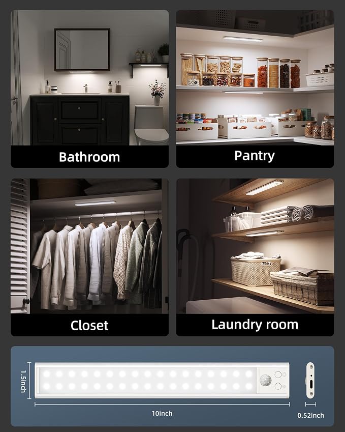 10inch Under Cabinet Lights, Motion Sensor Light Indoor, Wireless Closet Lights - Image 7