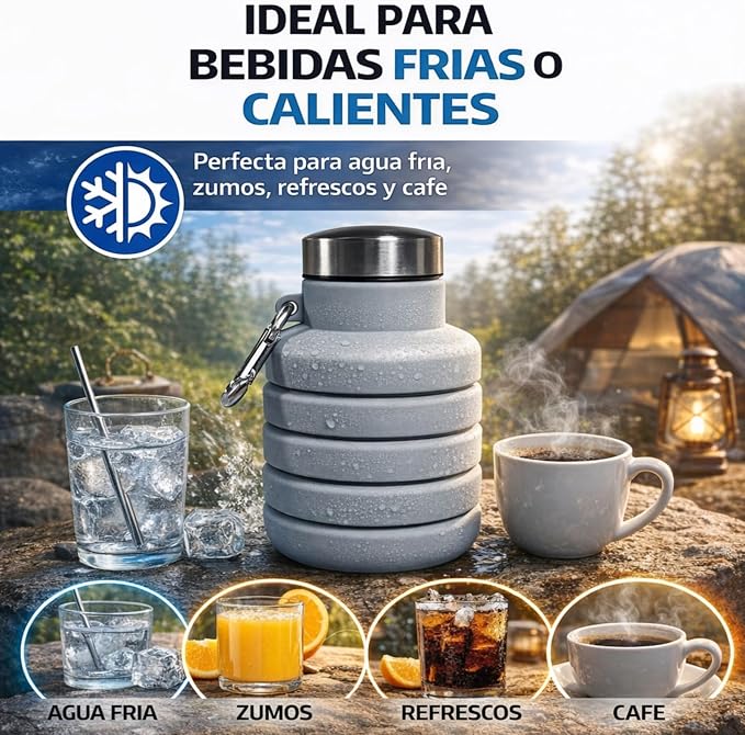 Collapsible Water Bottles, 16oz Capacity Portable Reusable Silicone Water Bottle - Image 7