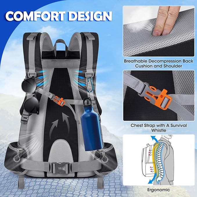 NUBILY 50L Hiking Backpack Waterproof Camping Backpack - Image 5