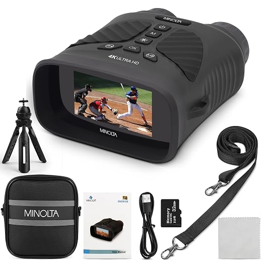 Minolta 10x25 Digital Night Vision Monocular w/Built-in 4K HD Video Camera by Minolta