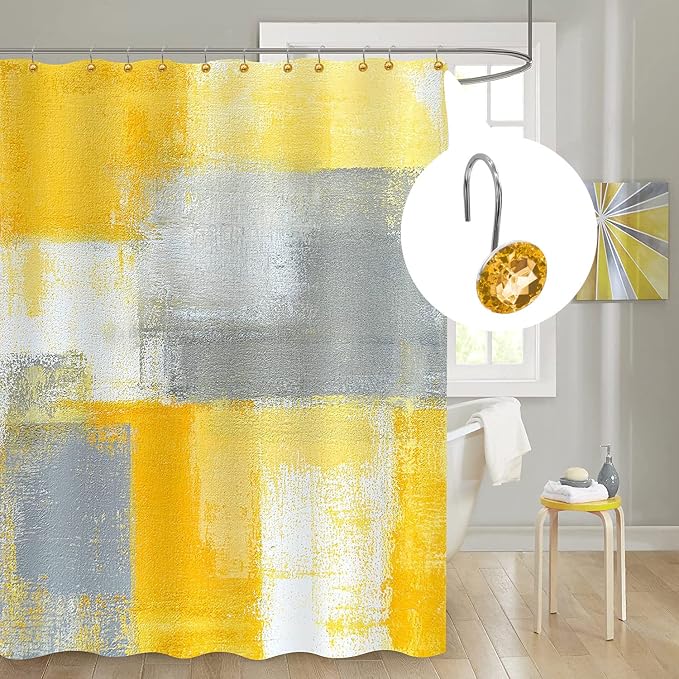MitoVilla Yellow Shower Curtain Hooks Rings, Shower Rings - Image 2