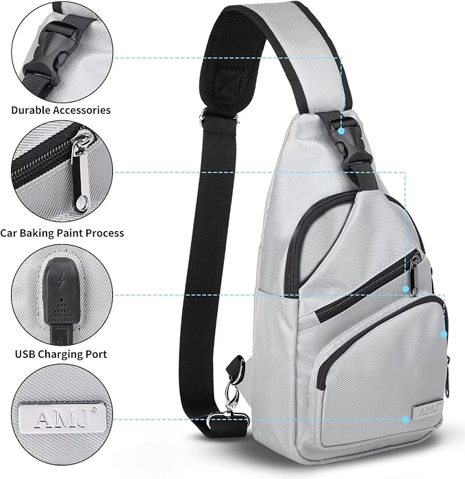 AMJ Crossbody Sling Bag Men Women, Casual Shoulder Backpack, Chest Daypack - Image 3