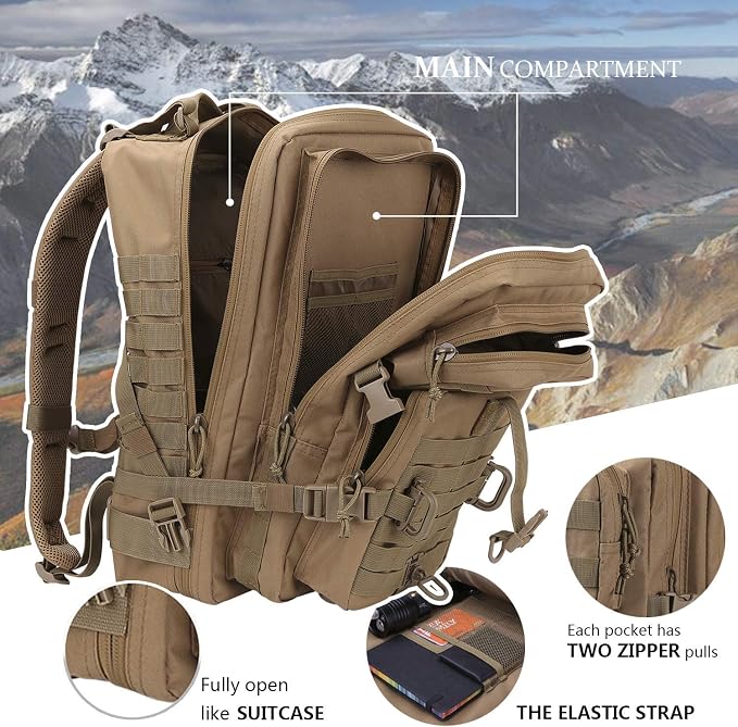 Hannibal Tactical MOLLE Assault Pack, Tactical Backpack Military Army Camping - Image 5
