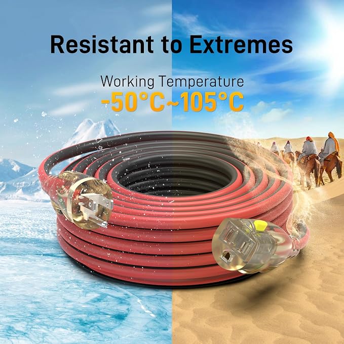 50FT Medium Duty Outdoor Extension Cords, 14/3 Gauge Electrical Wire Cable - Image 6