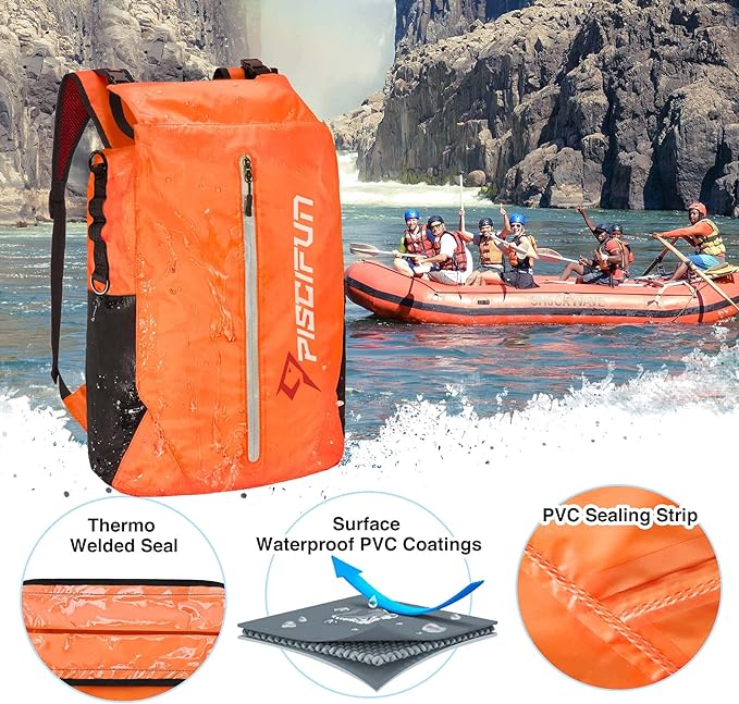 Piscifun Dry Bag Waterproof, Lightweight Dry Backpack Roll-Top Sealed - Image 4