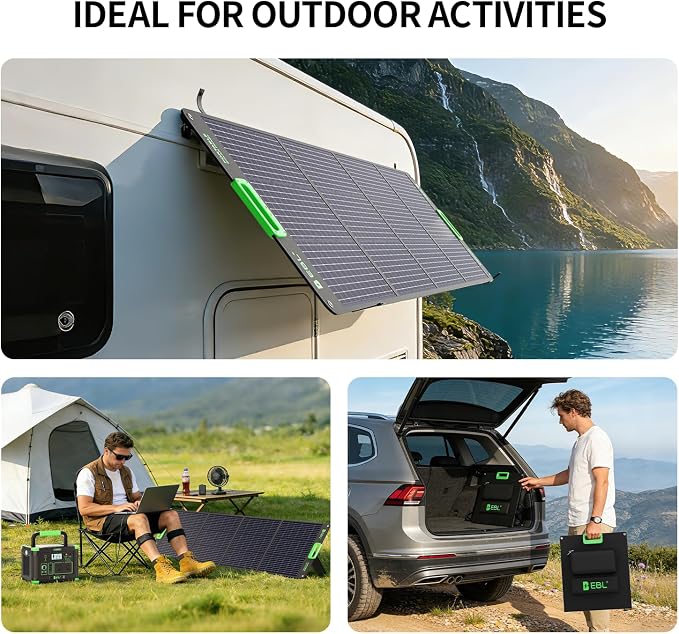 EBL 200W Portable Solar Panel for Power Station, Foldable Solar Charger w/ 4 - Image 8