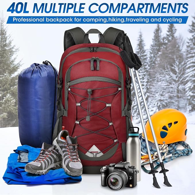 IGOLUMON Hiking Backpack 40L Packable Lightweight Camping Backpack Men Women - Image 8