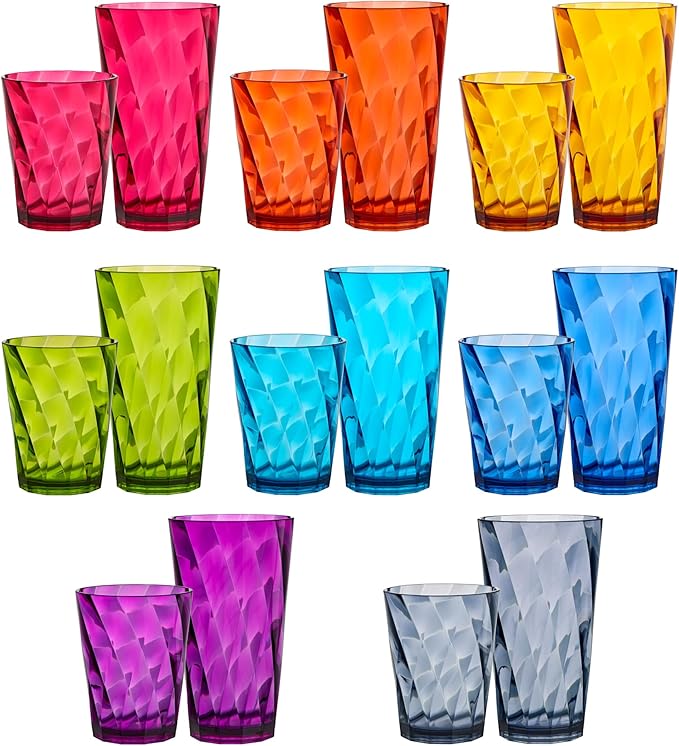 US Acrylic Optix Plastic Reusable Drinking Glasses 14oz Rocks & 20oz Water Cups by USAcrylic